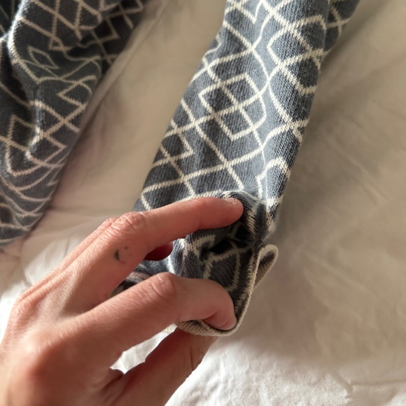 Anthropologie Moth Galena Cowl Neck Geometric Sweater Gray White Alpaca Blend L - Picture 5 of 14